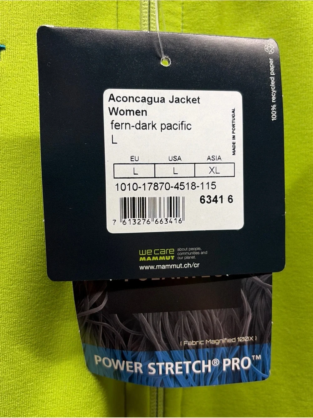 Mammut Aconcagua ML Jacket Women Large Fern Dark Pacific Polartec Fleece NWT